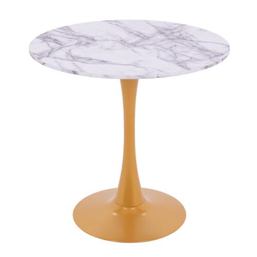 NINON HOME Praga Mesa Estilo marmoleado Redonda | Dorado/Blanco | Hogar y Jardin |