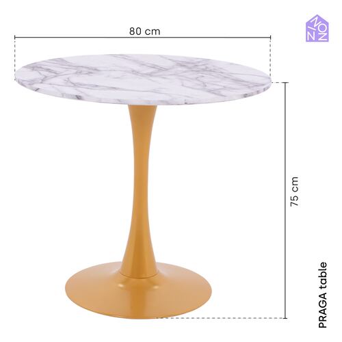 NINON HOME Praga Mesa Estilo marmoleado Redonda | Dorado/Blanco | Hogar y Jardin |