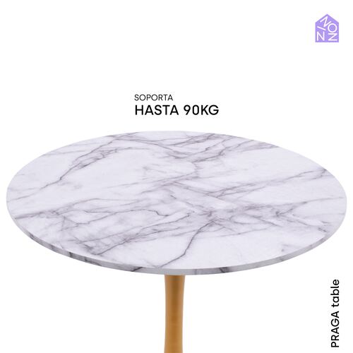 NINON HOME Praga Mesa Estilo marmoleado Redonda | Dorado/Blanco | Hogar y Jardin |