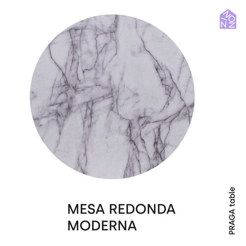 NINON HOME Praga Mesa Estilo marmoleado Redonda | Dorado/Blanco | Hogar y Jardin |