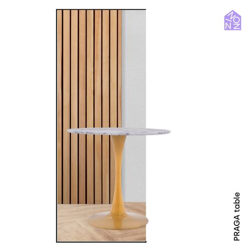 NINON HOME Praga Mesa Estilo marmoleado Redonda | Dorado/Blanco | Hogar y Jardin |
