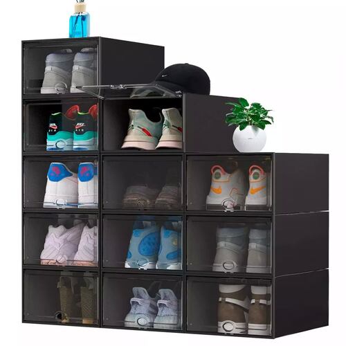 Set 12 Cajas Cajas Organizadoras Apilables Negro