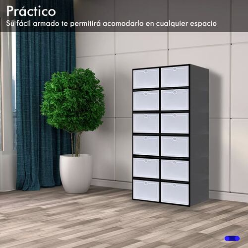 Set 12 Cajas Cajas Organizadoras Apilables Negro