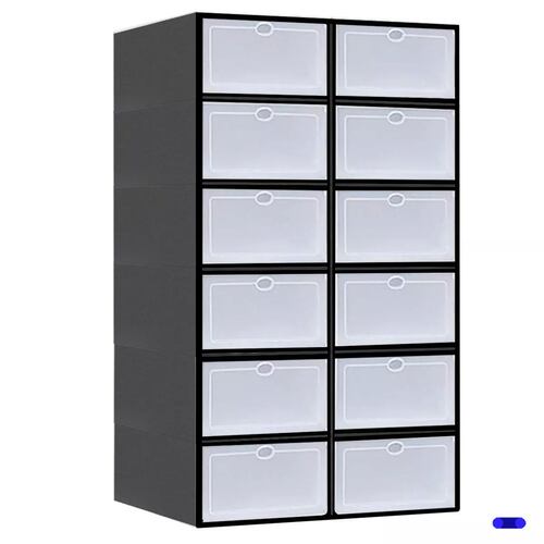 Set 12 Cajas Cajas Organizadoras Apilables Negro