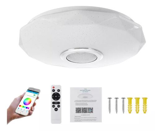 Lámpara De Techo Led Rgb 36 W Y 30cm Con Altavoces Bluetooth