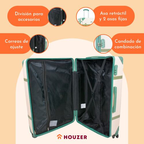 Set Maletas Viaje Vintage 4 Ruedas Resistentes Retro Tipo Baul Beige 4 pz.