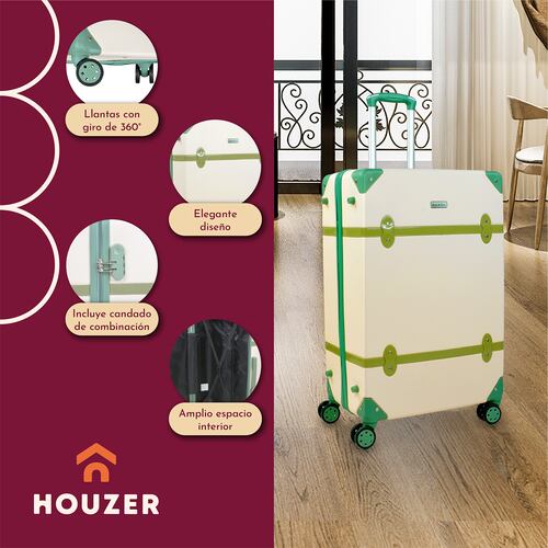 Set Maletas Viaje Vintage 4 Ruedas Resistentes Retro Tipo Baul Beige 4 pz.