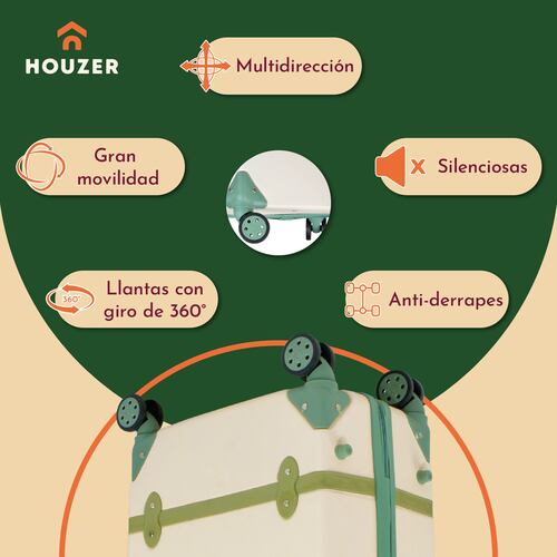 Set Maletas Viaje Vintage 4 Ruedas Resistentes Retro Tipo Baul Beige 4 pz.