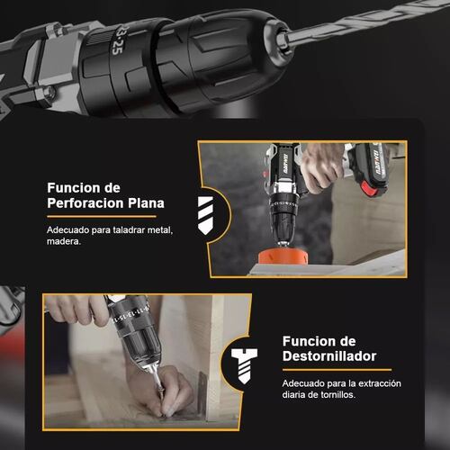 Taladro Atornillador Inalámbrico Nanwei 2batería D Litio 21v Color Gris.