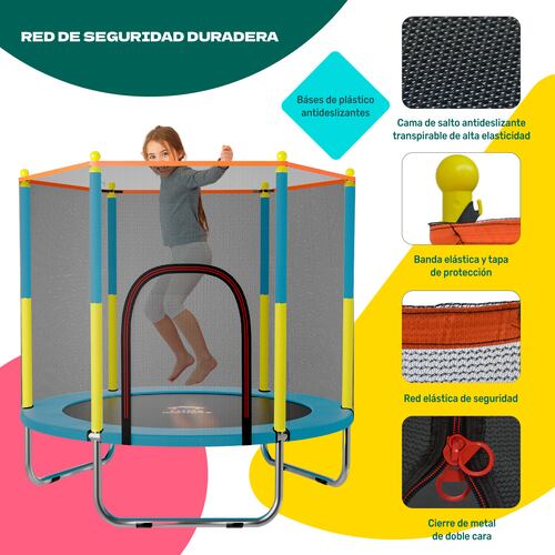 Trampolin Tumbling Niños Brincolin Infantil Red Seguridad Azul