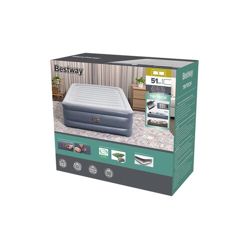 Colchon Inflable Bestway Queen De Doble Altura Con Bomba