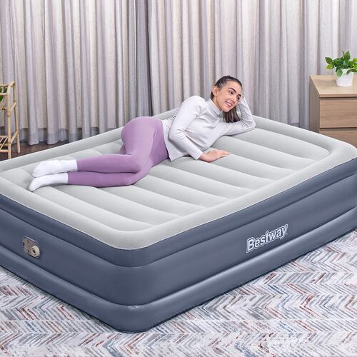 Colchon Inflable Bestway Queen De Doble Altura Con Bomba