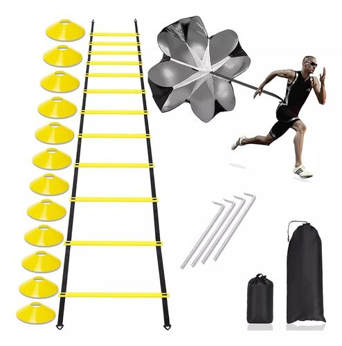 Kit Entrenamiento Futbol 12conos Paracaída Escalera Agilidad