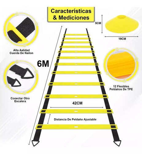 Kit Entrenamiento Futbol 12conos Paracaída Escalera Agilidad