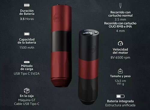 Kit Máquina Rotativa Para Tatuar Inalámbrica Ouo Gt Potente.