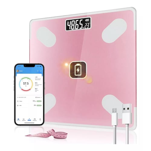 Báscula Digital Inteligente Escala De Grasa Corporal Solar Rosa