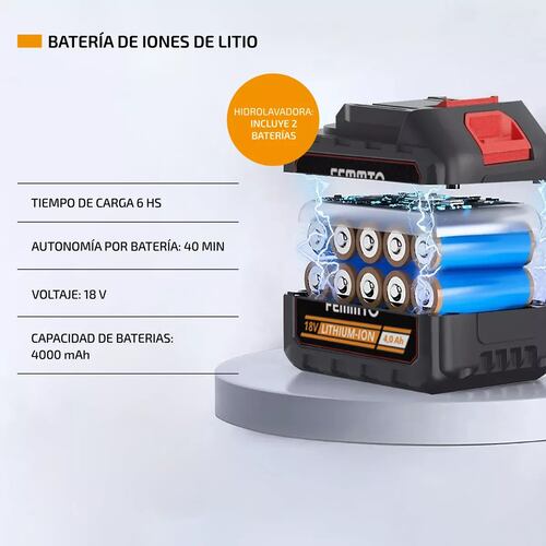 Hidrolavadora Electrica Hidro Portatil Pistola Lavado Presion Inalambrica 8000 mAh
