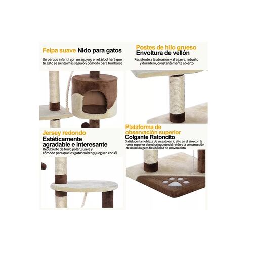 Arbol Trepador Rascador Para Gatos Caqui/Cafe