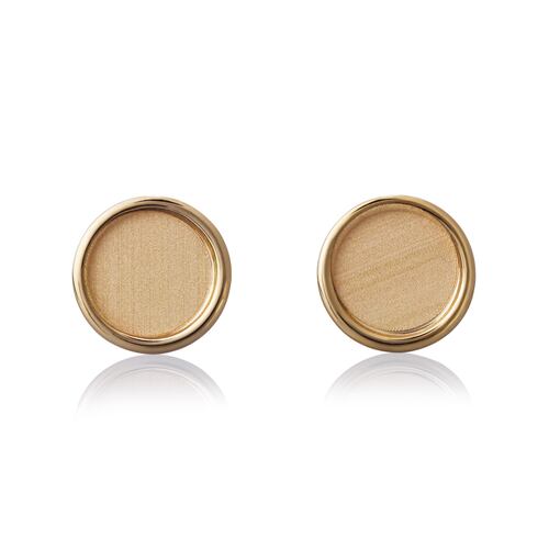 Aretes de oro 14k GIALLO Broquel Sol dorado amanecer de oro amarillo brillante y mate