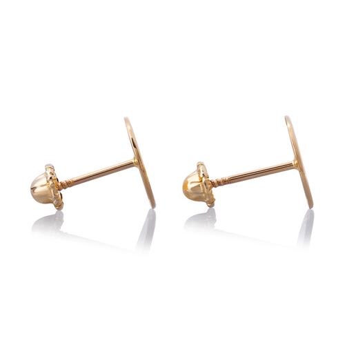 Aretes de oro 14k GIALLO Broquel Sol dorado amanecer de oro amarillo brillante y mate