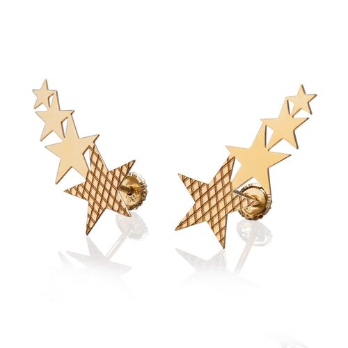 Aretes de oro 14k GIALLO Broquel GIALLO COLLECTION Rock Star de oro amarillo brillante con cortes diamantados