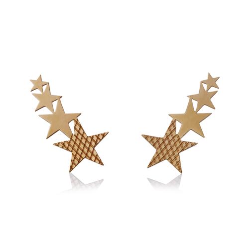 Aretes de oro 14k GIALLO Broquel GIALLO COLLECTION Rock Star de oro amarillo brillante con cortes diamantados