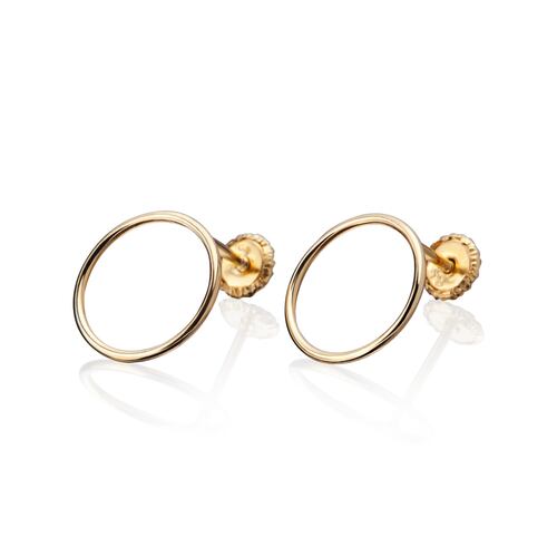 Aretes de oro 14k GIALLO Broquel Anillos de oro brillante