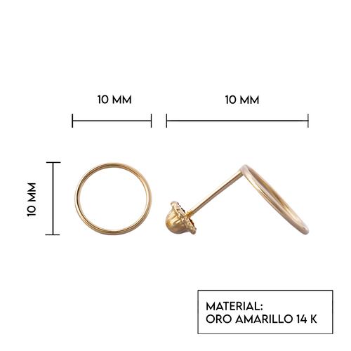 Aretes de oro 14k GIALLO Broquel Anillos de oro brillante