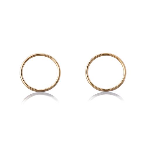 Aretes de oro 14k GIALLO Broquel Anillos de oro brillante