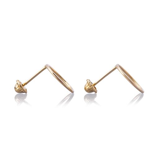 Aretes de oro 14k GIALLO Broquel Anillos de oro brillante