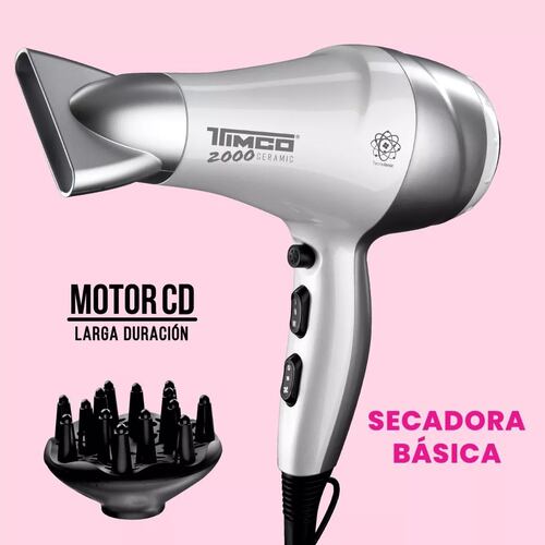 Secadora Ceramic C/boquilla + Difusor Timco Sin-2000 Color Blanco