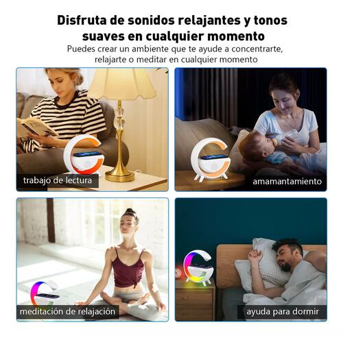 Lámpara Led Inteligente Bocina Cargador Inalámbrico 3 En 1