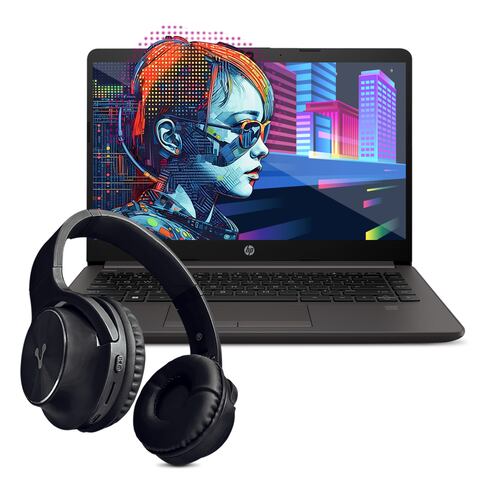 Combo Laptop HP 245 G9 amd Ryzen 5-5625U 6C 8GB 256GB ssd 14Pulg HD W11H Silver 7E3H4LT + Audifonos.