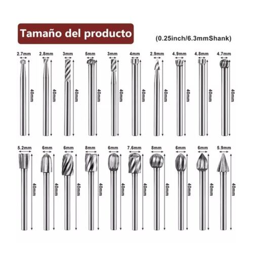  Kit Fresas Para Madera Carburo Para Dremel Mototool 20 Pzs, Plata 