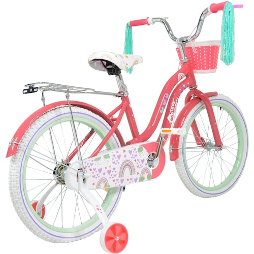 Bicicleta Niña Rosa R 20 Infantil Canastilla Llantitas