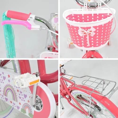 Bicicleta Niña Rosa R 20 Infantil Canastilla Llantitas