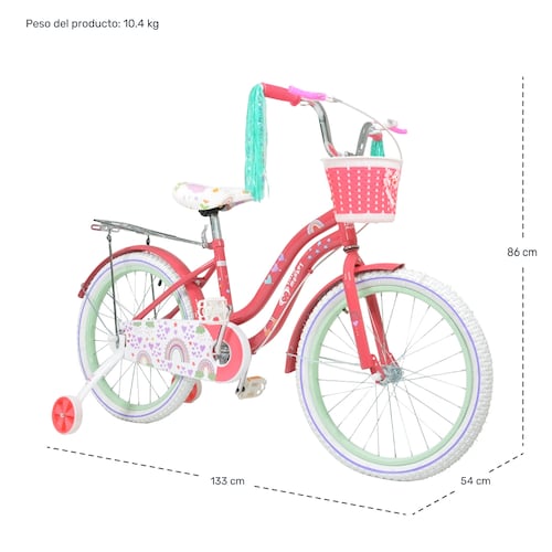 Bicicleta Niña Rosa R 20 Infantil Canastilla Llantitas