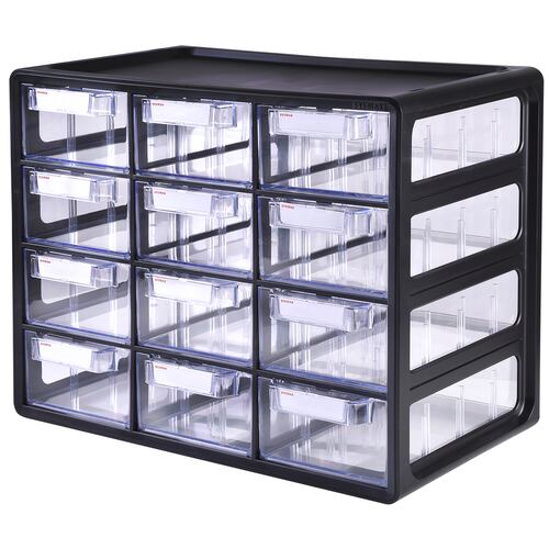 Organizador Cajonera Multiusos Con 12 Gavetas Ag Box, Negro .