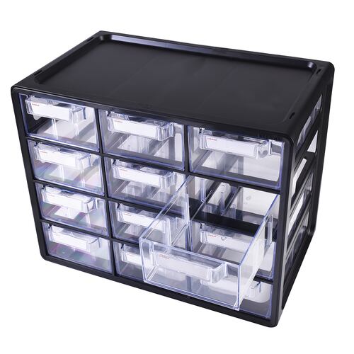 Organizador Cajonera Multiusos Con 12 Gavetas Ag Box, Negro .