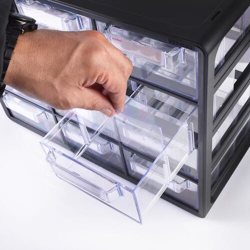 Organizador Cajonera Multiusos Con 12 Gavetas Ag Box, Negro .