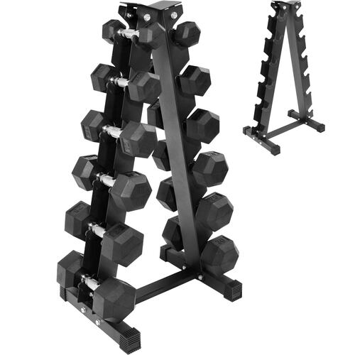 Rack + 12 Pesas Hexagonales Mancuernas 5-30 Lb Soporte Estante