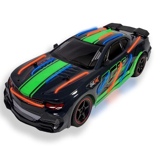 Carro a control remoto con luces de neon auto RC Racing car carreras RC 15 km h escala 1:12 con batería recargable.