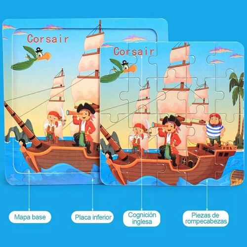 Rompecabezas Educativo De Madera Para Niños * 12 Piezas