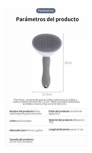 Cepillo Para Mascotas Gato Y Perro Peine Para Quitar El Pelo.