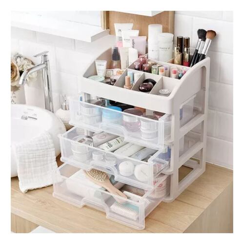 Organizador De Maquillaje Con 3 Cajones, Vitrinas Blanco