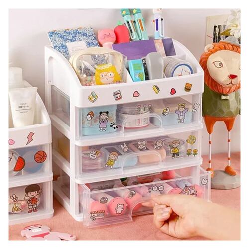 Organizador De Maquillaje Con 3 Cajones, Vitrinas Blanco