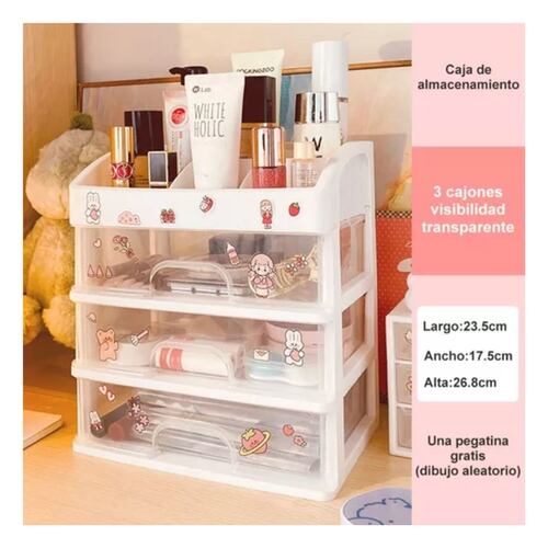 Organizador De Maquillaje Con 3 Cajones, Vitrinas Blanco