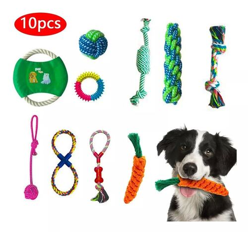 Juguetes De Morder De Cuerda Para Perros Y Cachorros 10 Pzs..