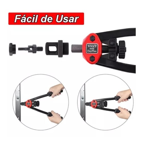 Remachadora Para Tuercas De Manual Profesional Remache Negro 12 pz