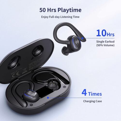 Auriculares Deportivos Bluetooth Impermeables Con Gancho Negro
